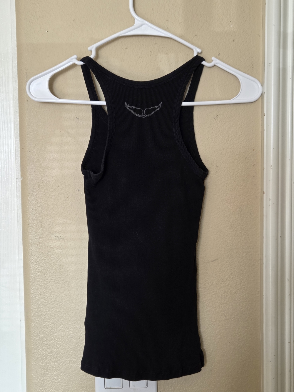 Zadig & Voltaire Black Ribbed Tank with Subtle Silver Wing Logo - Picture 4 of 9